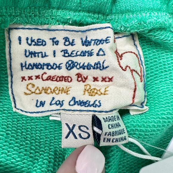 Sandrine Rose Green Oversized Cropped Sweatpants Side Pocket Women XS NWT - Picture 3 of 11